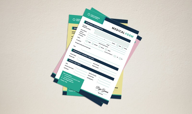 printed medical NCR form